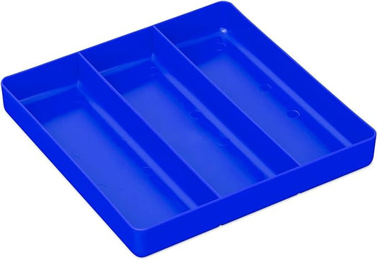Ernst Manufacturing Toolchest Tray: Stackable Garage Organizer Tray in Blue with 3 Compartments - For Trades, Mechanics, Electricians, Plumbers, Household Use, Hobbies - Heavy Duty - Made in the USA