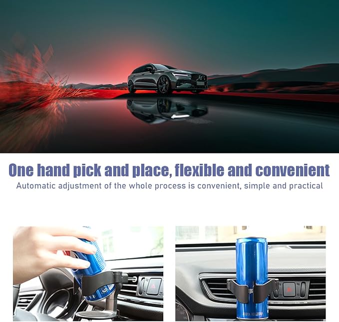 Ohleats Cup Holder for Car Air Vent, Adjustable Auto Vent Cup Holder Expander with 3 Kinds Mounting Clips, A/C Vent Drink Holder Stand for Coffee, Water, Juice, Tea, Car Accessories