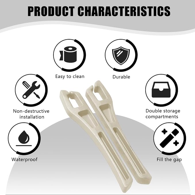 Car Seat Gap Filler, 2PCS Crevice Blocker Stopper Between Vehicle Seat Console, No Drop Automotive Fill Crevice Guard Interior Accessories, Universal for SUV Truck Sedan (Beige)