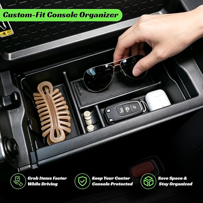 Center Console Organizer Tray for Toyota RAV4 2026,Custom Fit RAV4 Interior Accessories,ABS Storage Insert with Non-Slip Mats for Cards,Coins,Phones–Upgrade Console Storage for 2026 RAV4