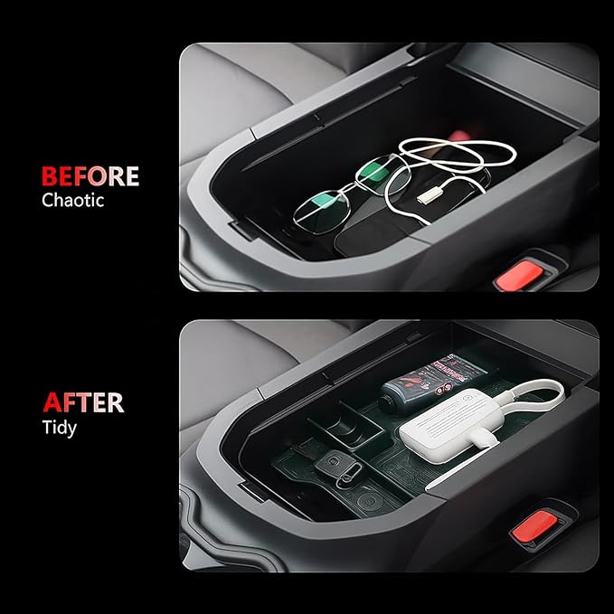 8PCS Center Console Organizer for Toyota RAV4 2025 2024 2023 2022-2019 Dashboard Storage Organizer, Console Divider Storage Tray, Armrest tray, 4 of CarSeat Hooks, Sunglass holder