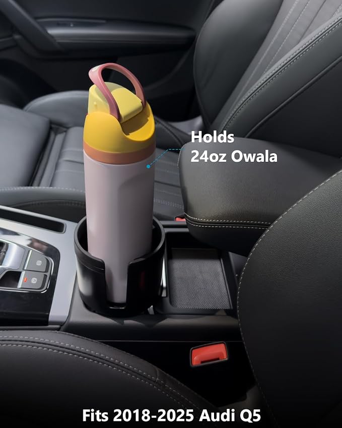 Seven Sparta Car Cup Holder Expander (Long Base), Adjustable Expandable Offset Extender, Compatible with Hydro Flasks 32/40 oz, Yeti 20/26/30oz, Owala 24/40oz and Large Bottles in 3.4"-3.8" (Black)