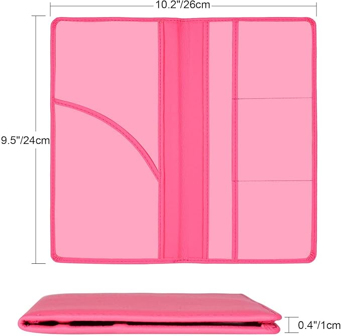 Cacturism Car Registration and Insurance Holder, Car Accessories Vehicle Glove Box Car Organizer Women Car Accessories with Magnetic Shut for Cards, Essential Document, Driver License, Hot Pink