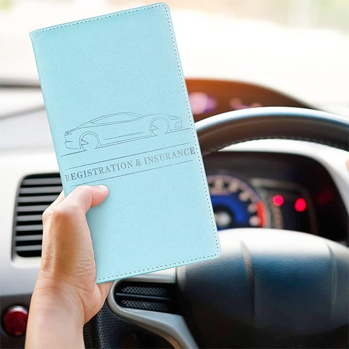 XINLIYA Car Registration and Insurance Card Holder, PU Glove Box Essential Documents Paperwork Driver License Organizer for Car, Wallet Case Auto Vehicle Truck Accessories for Women and Men (Light