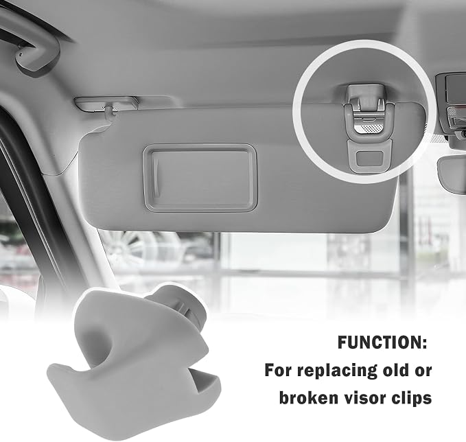 2PCS Sun Visor Clip,Durable Car Visor Clip Hook Replacement OEM#88217S01A01ZA,88217S04003ZA,Premium Car Visor Accessories Compatible with Honda Civic Accord Odyssey (Gray)
