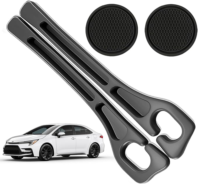 Car Seat Gap Filler Organizer Compatible with Toyota Corolla Accessories Seat Gap Plug Blocker with Storage Slot Non-Slip Car Cup Holder Coaster Black