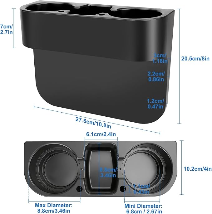 EEEKit Car Cup Holder, Car Seat Seam Wedge Cup Holder, Cell Phone Storage Organizer, Multifunction Glove Box Organizer