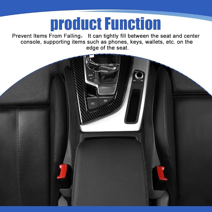2PCS Car Seat Gap Filler, Car Blocker, PU Leather Fill The Gap Between Seat and Center Console, Universal Car Interior Accessories Flexible Seat Gap Organizer for Most Cars (Black)