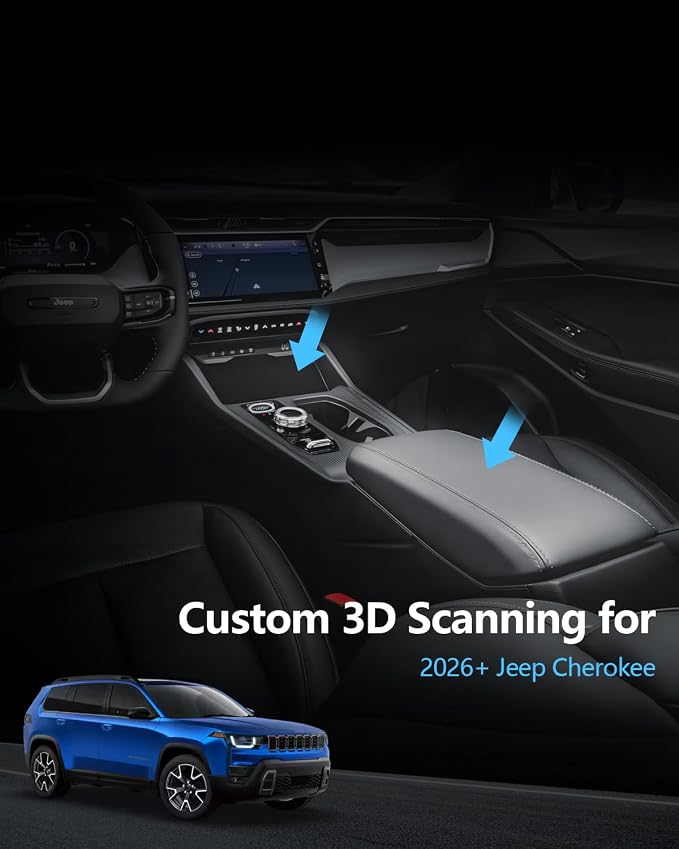 SKTU 3Pack for 2026 Jeep Cherokee Center Console Organizer for 2026+ Jeep Cherokee (Base/Laredo/Limited/Overland) Double Layers Console Tray & Wireless Charging Mat Jeep Cherokee 2026 Accessories