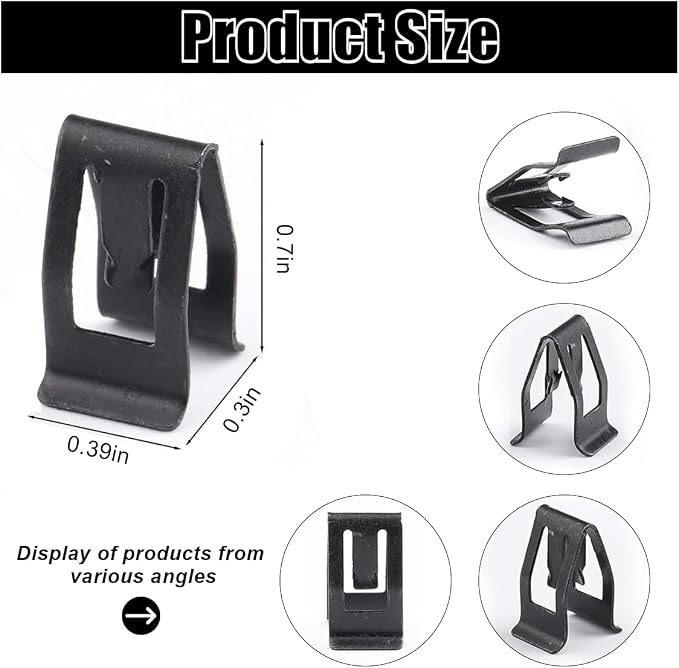 20PCS Car Metal Retainer Clips, Front Console Dashboard Metal Retainer, Car Console Trim Retainer Clip, Automotive Universal Dashboard Retainer Replacement Interior Accessories (Black)