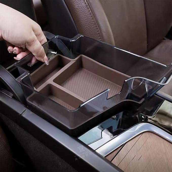 For Volvo Accessories Insert Armrest Tray Center Console Organizer, 2026 xc60 2026 XC90 Middle Console Organizer Tray, Storage Box (2018-2026 XC60 Black Storage box)