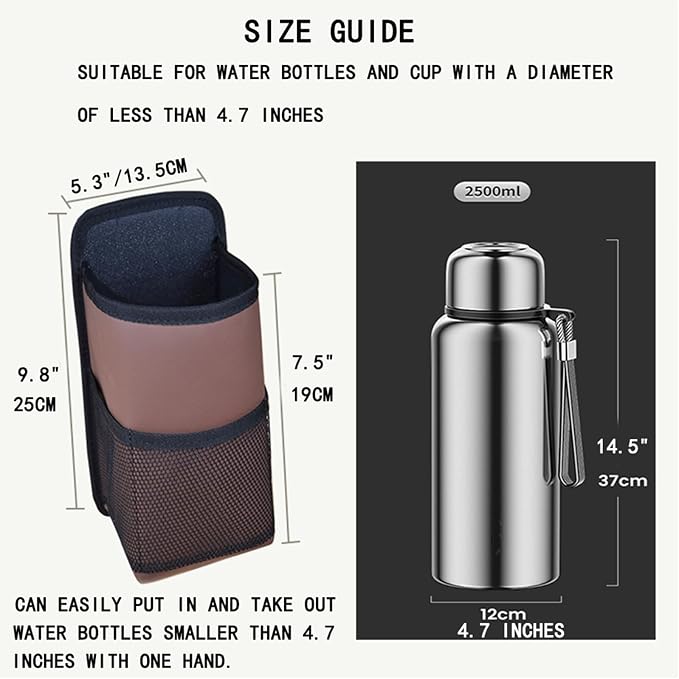 Large Car Cup Holder Expander, Fits Large 24/36/40/46oz Water Bottles, Big Drinks Holder Bag- Universal Auto Vehicle for Cars, SUV & Truck RV's Golf-carts (Black)