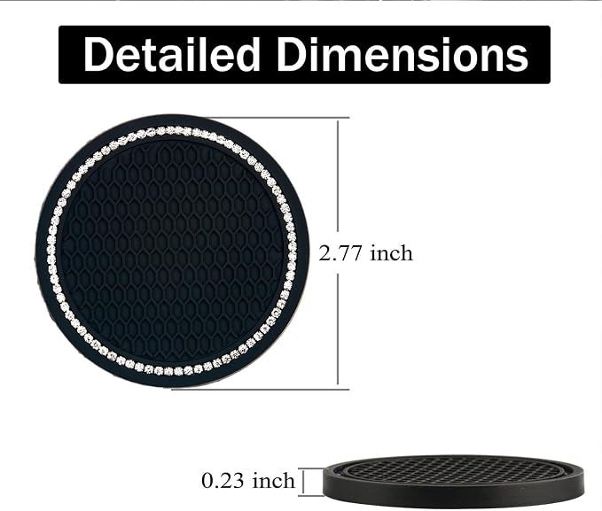 10 Pcs Bling Car Interior Accessories - Universal Headrest Hooks, Start Button Rings, Coasters and Cup Holder Inserts