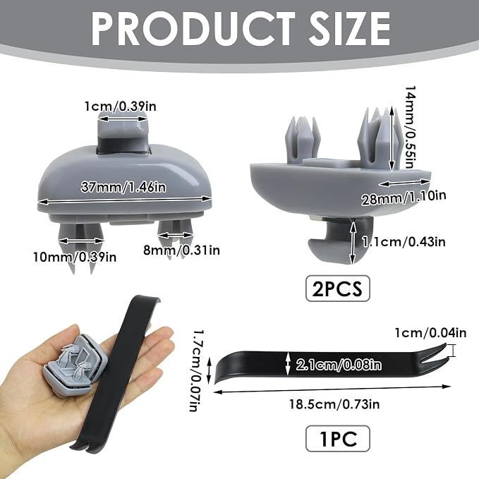 2015 Q5 Sun Visor Clip Replacement Compatible with Audi, Sunvisor Inner Clips for A1 A3 A4 A5 A6 Q3 Q5 S3 S4 S5 TT, ABS Construction Interior Sunscreen Holder Hook, OEM #8U0857562A (Grey)