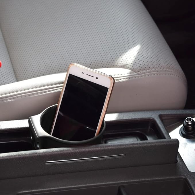 MiOYOOW Car Cup Holder Hook, Wear-Resistant Auto Drink Holder 3.54'' Caliber Window Door Cup Holder with Ventilation Clip for Coffee Water Bottles Key Coin Brown