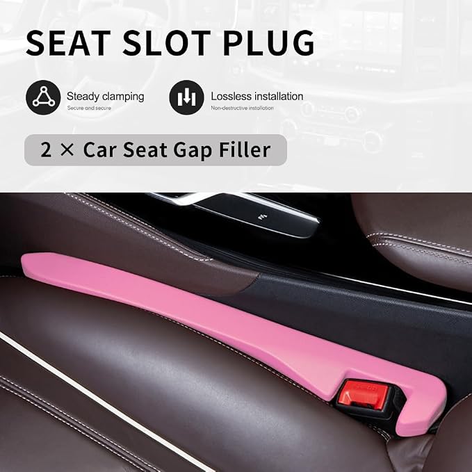KIFIDAN 2PCS Car Seat Gap Filler,Flexible Seat Gap Organizer Between Seats for Tightly Filling Seat Gaps,Universal Car Side Seat Gap Filler Interior Car Accessories for Women & Men (Pink)
