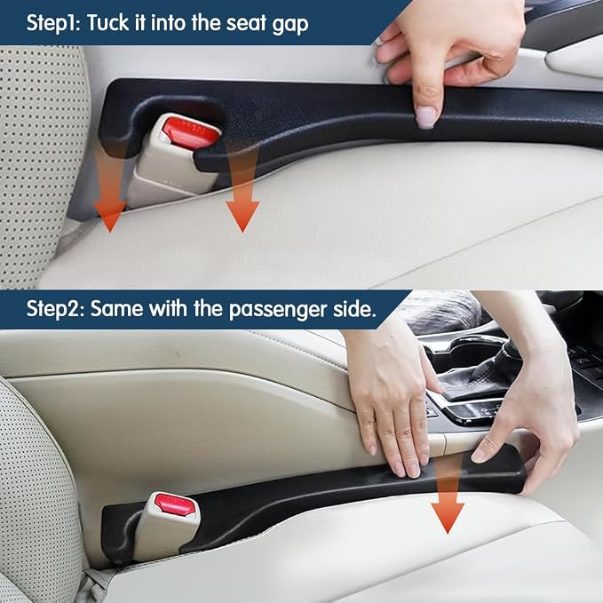 2Pcs PU Leather Car Seat Gap Filler, Seat Console Gap Plug Stop Falling Items, Universal Auto Interior Accessories for Cars SUV Truck