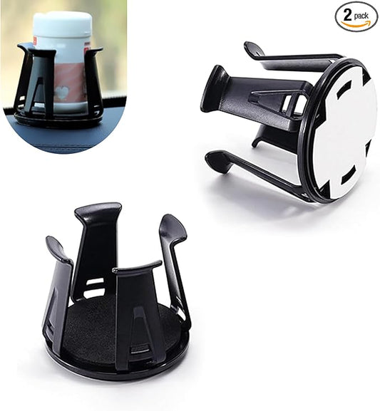 2 PCS Car Slim Can Cup Holder Adapters, Cup Holder Expander with Adaptive Clamping Arm, Anti-shake & Anti-slip Drink Holder Insert for Fixing Beverage Bottle (Black)