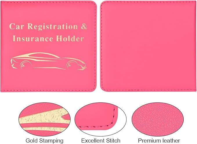 Cacturism Car Registration and Insurance Holder, Vehicle Glove Box Car Organizer Men Women Wallet Accessories Case for Cards, Essential Document, Driver License, Hot Pink