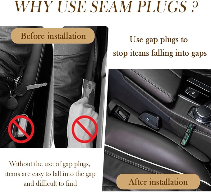 Car Seat Gap Filler 2 Pack - One Second Embedded Car Seat Crack Gap Filler for Holding Water Cup/Phone/Key - Car Inserts Between Seats