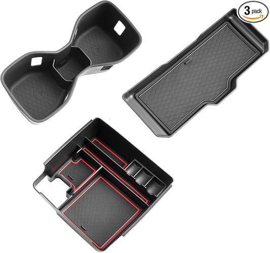 SHAOHAO 3 Pcs for 2025 2026 Nissan Frontier Center Console Organizer for 2022-2025 2026 Nissan Frontier Accessories (S/SV/Pro-X/Pro-4X/SL) Middle Console Tray & Cup Holder Space Expand Storage Box