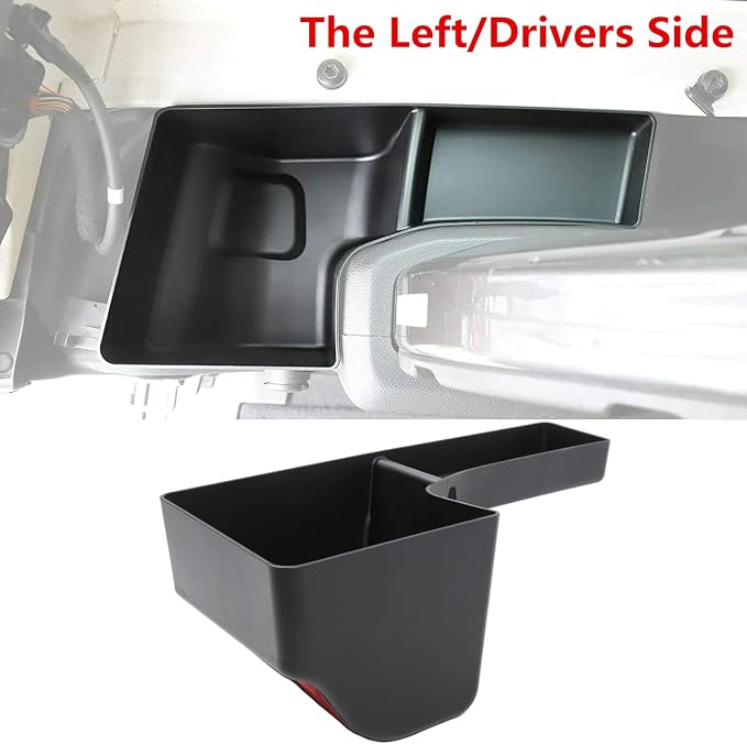 YOCTM Wheel Well Storage Bin, Rear Trunk Organizer, Cargo Tray Compatible with 2018 2019 2020 2021 2022 2023 Jeep Wrangler JL JLU Rubicon Sport Sahara Interior Storage Accessories Black
