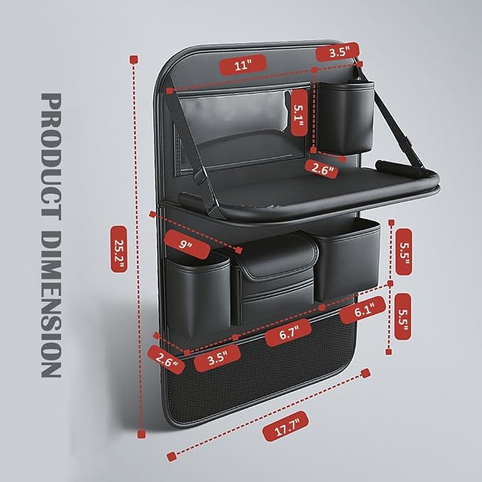 Car Seat Organizers,Multi-functional Back Seat Protectors, Storage Pouches, and Tray Holders (for Cars, Kids, Seat Back and Rear Seats)（Leather 1 Pcs）