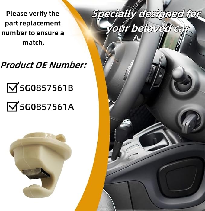 Interior Sun Visor Hook Clip Bracket Fit for Volkswagen Atlas,for Touran,for Tiguan for T-ROC,for T-Cross,for Passat,for Golf MK7,MK8,for Crafter,for Arteon,2014-2024 (1pcs Off White)