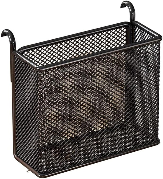 Hanging Pen Holder with Hook Storage Box - Wall-Mountable Desk Organizer for Office Desktop, Partition Screen, Workstation & Bedroom Side Storage (black)