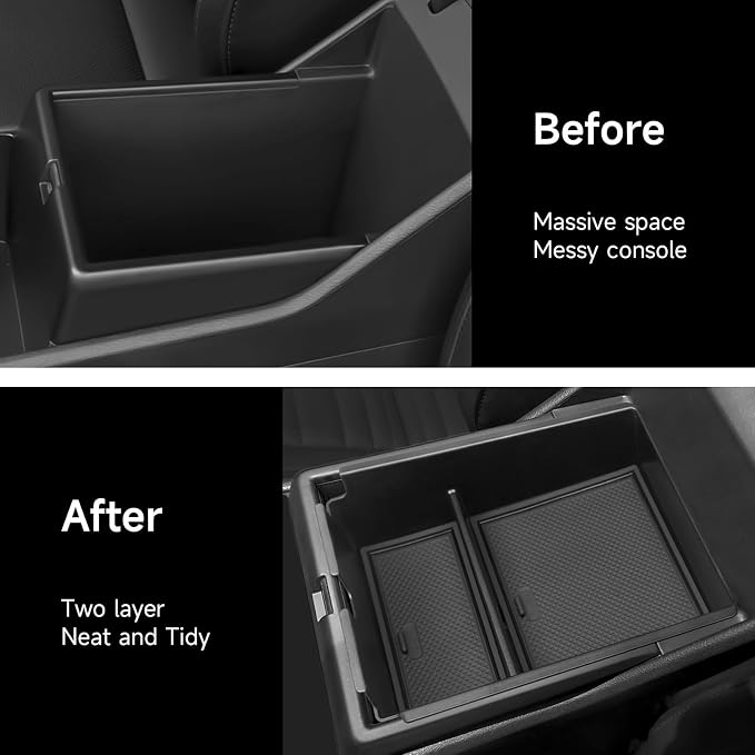 Center Console Organizer Compatible with Kia Sportage NQ5 2026 2025 2024 2023 Accessories 5 Gen Black ABS Plastic Material Armrest Secondary Storage Box