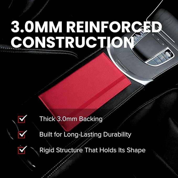 LINTRU Car Registration and Insurance Holder, 12-Pocket Trifold, Glove Box | 3.0mm Reinforced, 16"×9.5" Oversized, Elastic Strap No Magnet, PU Leather, Car Accessories for Men Women