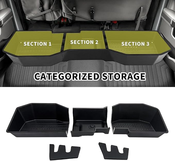 MAXDOM Under Seat Storage Fit for (2007-2018) Chevy Silverado 1500/GMC Sierra 1500 (2007-2019) 2500HD 3500HD Crew Cab Rear Underseat Organizer Box