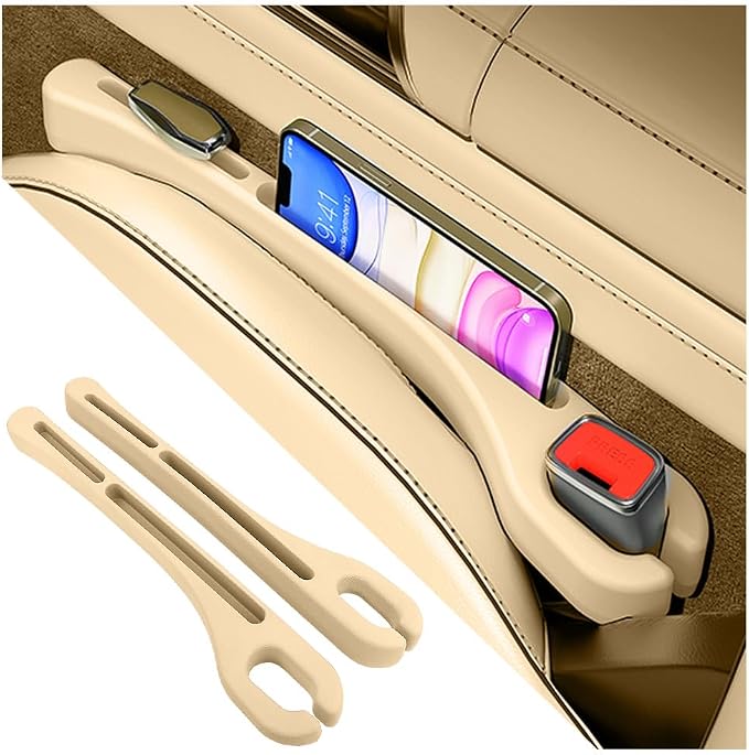 KIFIDAN 2PCS Car Seat Gap Filler Organizer,Upgrade Car Side Seat Gap Filler with Phone Holder,Multifunctional Car Seat Filler Gap Space Prevents Things Dropping for Cars,SUVs (Beige)