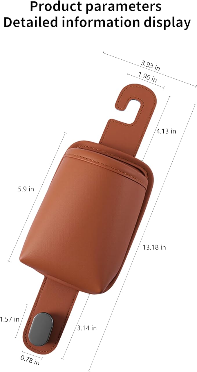 2-Pack Car Seat Back Cup Holder Organizer, Orange | Faux Leather, With Hooks, Universal Backseat Storage, For Drinks, Bottles & Travel Accessories