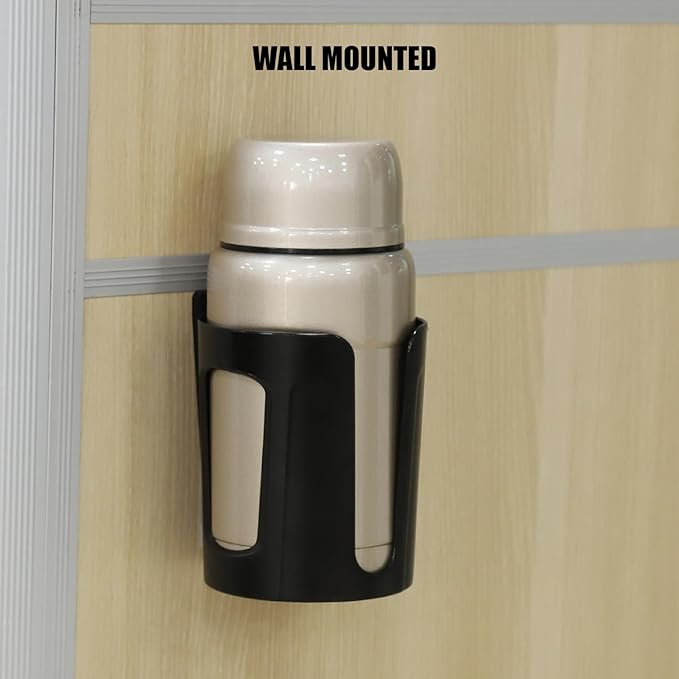 Large Wall Cup Holder, Universal Multi Size Cup and Mug Holder, for Cars, Trucks, RVs, Vans, Boats (Black) (2-Pack)