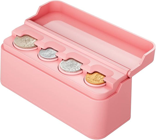 JOYTUTUS Coin Holder for Car Change Organizer Universal Storage Coin Money Dispenser Fit for Most Car Trucks Accessories(Pink, 1 Pack)