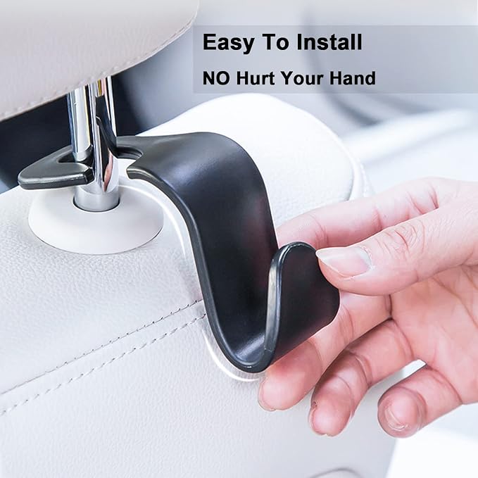 Car Seat Headrest Hook 4 Pack Vehicle Backpack Hooks Hanger Vehicles Holder Organizer for Purses,Bags,Cloths,Car Water Bottle Hook Seat Accessories