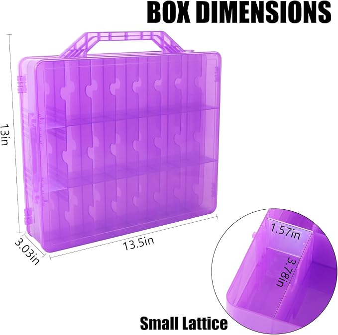Universal Nail Polish Holder Gel Nail Polish Organizer Case for 48 Bottles Adjustable Dividers Space Saver,Double Sided Storage for Nail Bottles Mini Cars Threads Essential Oils (Purple)
