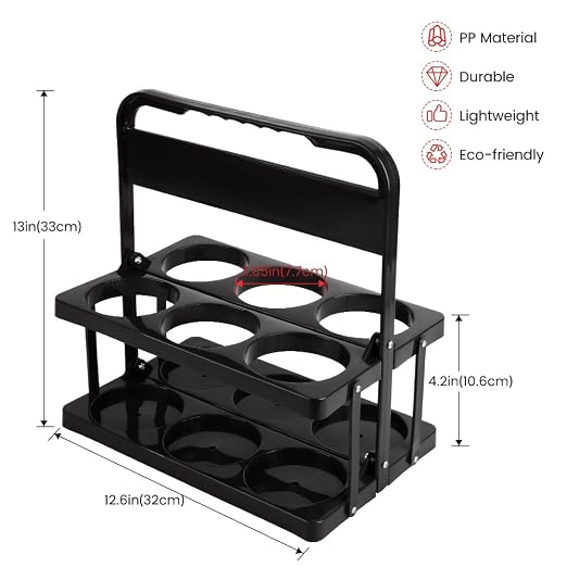Bodaon 6 Cup Drink Carrier with Handle, Plastic Cup Carriers for Drinks, Drink Holder for Car, Take Out Delivery Drivers Accessories, Portable Foldable Reusable Mobile, Use for Food Delivery Bag
