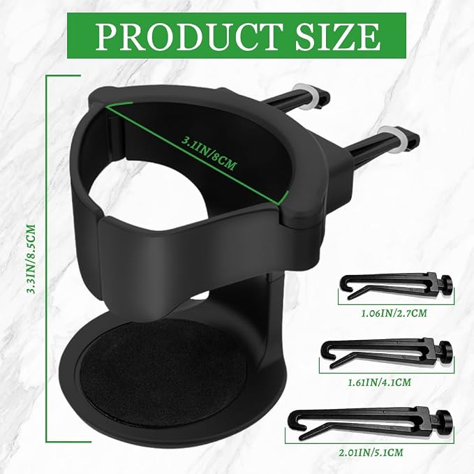 2PCS Cup Holder for Car, Cup Holder Expander, Adjustable Auto Vent Cup Holder Expander with 3 Kinds Mounting Clips, Auto ABS Load-Bearing Non-Slip Ashtray Holder for Truck SUV (2PCS)