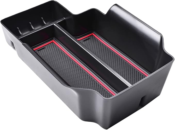 Center Console Organizer Fit Chevy Colorado/GMC Canyon, Red Trim | Compatible with 2015-2022, Armrest Secondary Storage Box, ABS Materials