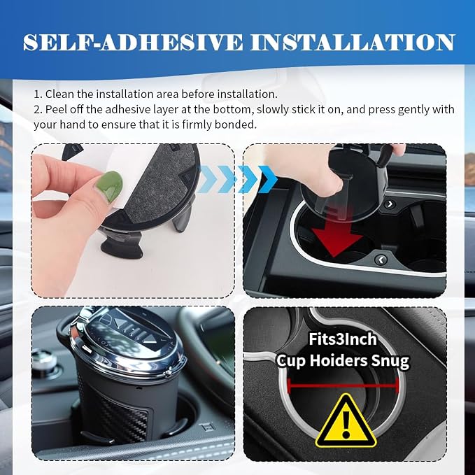 2PCS Car Cup Holder Insert,Self-Adhesive Portable Cupholder Insert for Car for Fixing Cups/Drinks,Automotive Cup Holders with Adaptive Clamping Arm Cars Accessories for 3" Car Cup Holder