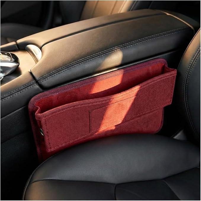 Car Seat Gap Filler, Anti-Drop Automotive Front Seats Gap Storage Box for Phone, Glasses, Key, Card, Universal Vehicle Interior Organizer Accessories for Car, SUV, Truck (Red)