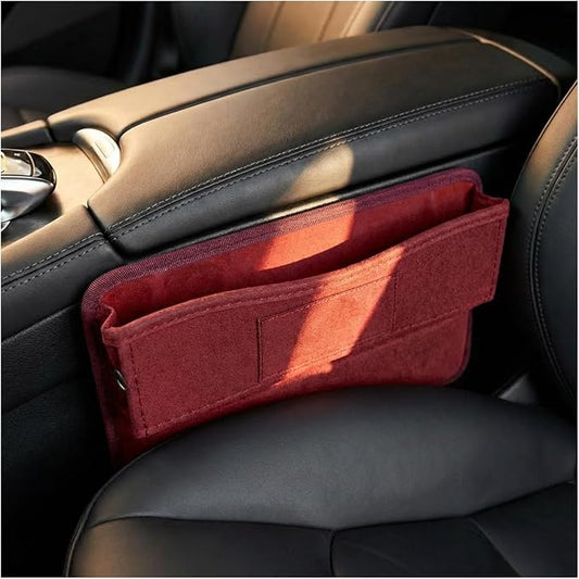 Car Seat Gap Filler, Anti-Drop Automotive Front Seats Gap Storage Box for Phone, Glasses, Key, Card, Universal Vehicle Interior Organizer Accessories for Car, SUV, Truck (Red)