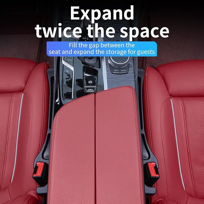 for Tesla Car Seat Gap Filler for Model 3 Y 2016-2024 - EVA Anti-Slip Organizer with Storage Slots for Phone/Keys, Easy Installation Gap Blocker to Prevent Items Falling (2 Pack Black)