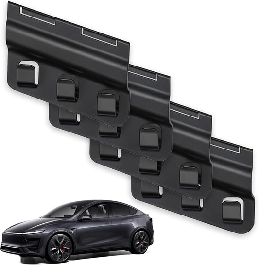 4-Pack Bulk Set，Trunk Grocery Bag Hooks for 2025-2026 Tesla Model Y Juniper, Reinforced ABS Rear Trunk Hangers & Organizer, Interior Must-Have Accessories