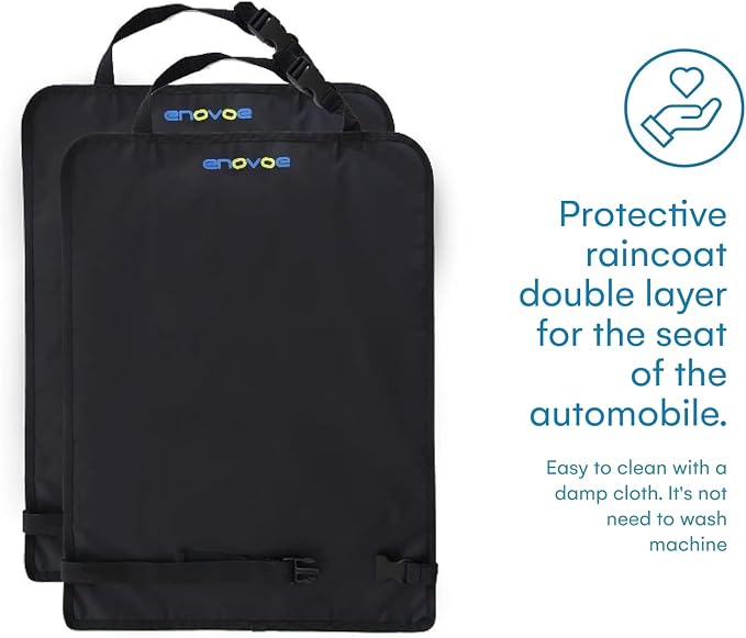 Enovoe Car Seat Protectors for Kids - 4 Pack Premium Quality Car Seat Cover Back Seat Offers Waterproof Protection from Mud and Scratches - 18" x 24" with Adjustable Straps and Games for Kids