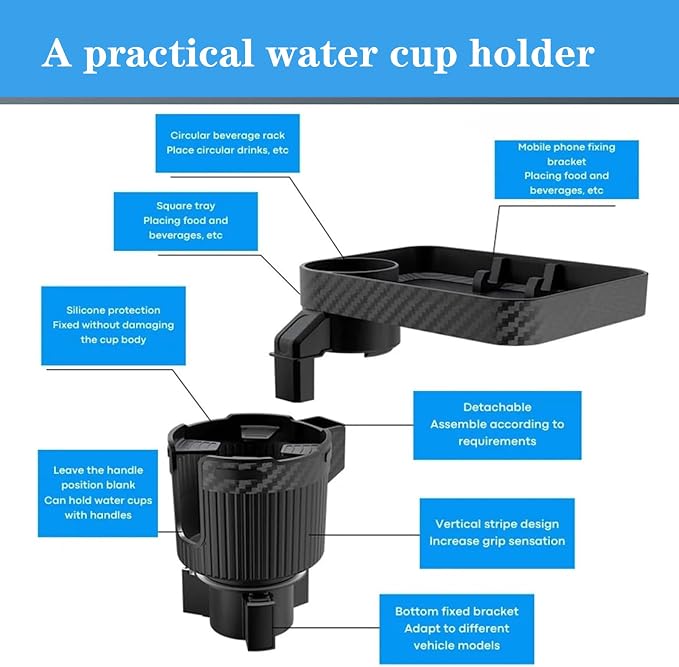 Car Cup Holder Expander Water Bottle Base fit Stanley for Yeti Rambler for Hydro Flasks 14/24/32/36/40oz -Adjustable Expandable Cup Holder Accessories for car Most Cars Trucks SUVs.(BJ-2392)