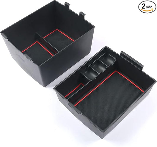 CDEFG for 2022-2026 Maverick Center Console Organizer Tray 2022 2023 2024 2025 2026 Ford Maverick Armrest Trays Storage Box Coin Container 2022-2026 Maverick Truck Accessories, 2-Pack(Red Trim)