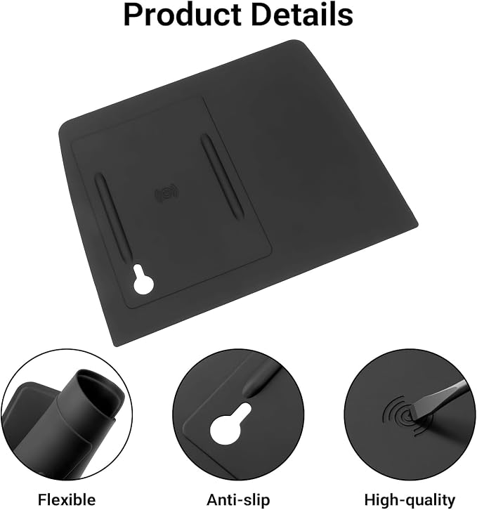 Wireless Charging Anti-Slip Mat Compatible with Honda 2023-2026 Pilot & 2026 Passport Accessories Wireless Charging Mat with Indicator Light Port Center Console Liner Black Silicone Material